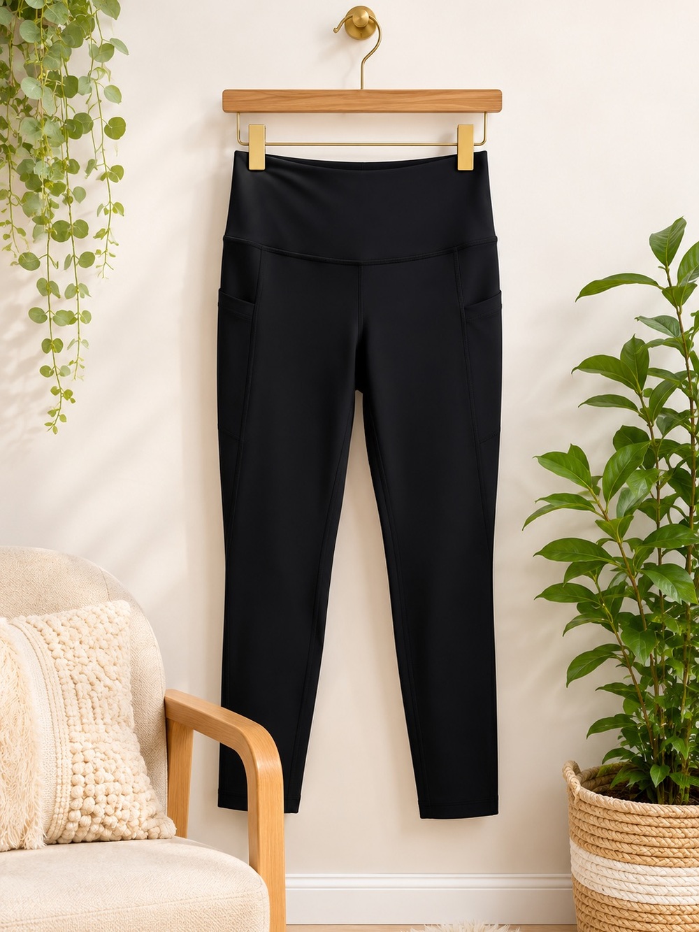 Lole Black‎ Cropped Leggings Tights Sz S High Rise Pocket Athletic Yoga Gym
